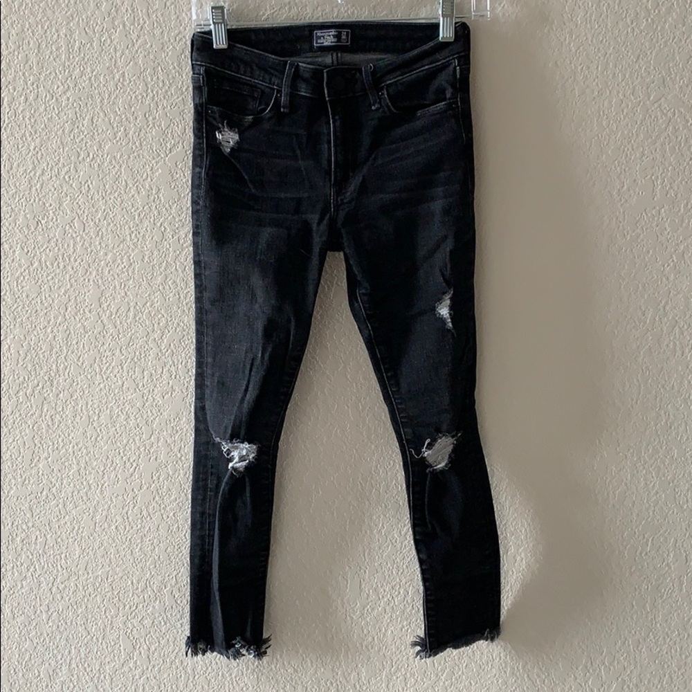 Black Ripped Ankle Jeans